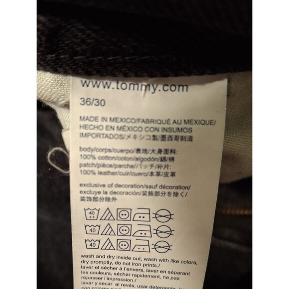 Tommy Hilfiger Jeans 36x30 Black Denim Five-Pocket Design Chino 5 Pocket Preppy - Picture 9 of 11